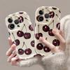 Cute Red Cherry Butterfly 3D Wave Phone Case for iPhone 17 Air 16 15 14 Plus 13 12 11 Pro Max 16E XR XS X 7 8 Silicone Cover