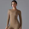 New Double-sided Brushed Solid Color Long Yoga Suit With Long Sleeves, High Elasticity And Breathability For Sports Running