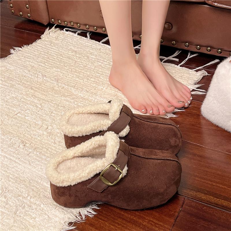 

Women s Lightweight Comfortable Non-slip Heightening Winter Warm Plush Lining Non-slip Durable Casual Cotton Slippers Fur Shoes 40 темно-коричневого кольору