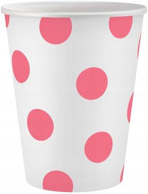 White Paper Cups with Pink Polka Dots 6pcs.