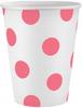 White Paper Cups with Pink Polka Dots 6pcs.