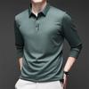 Camisa nueva de manga larga para hombre de negocios casual con insignia, polo de color sólido, moderna, transpirable, cómoda, versátil