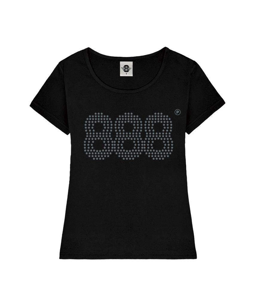 PRIMATE Star Number.888 Women'S U-Neck Slim Fit Short Sleeve T-Shirt 6 Colors