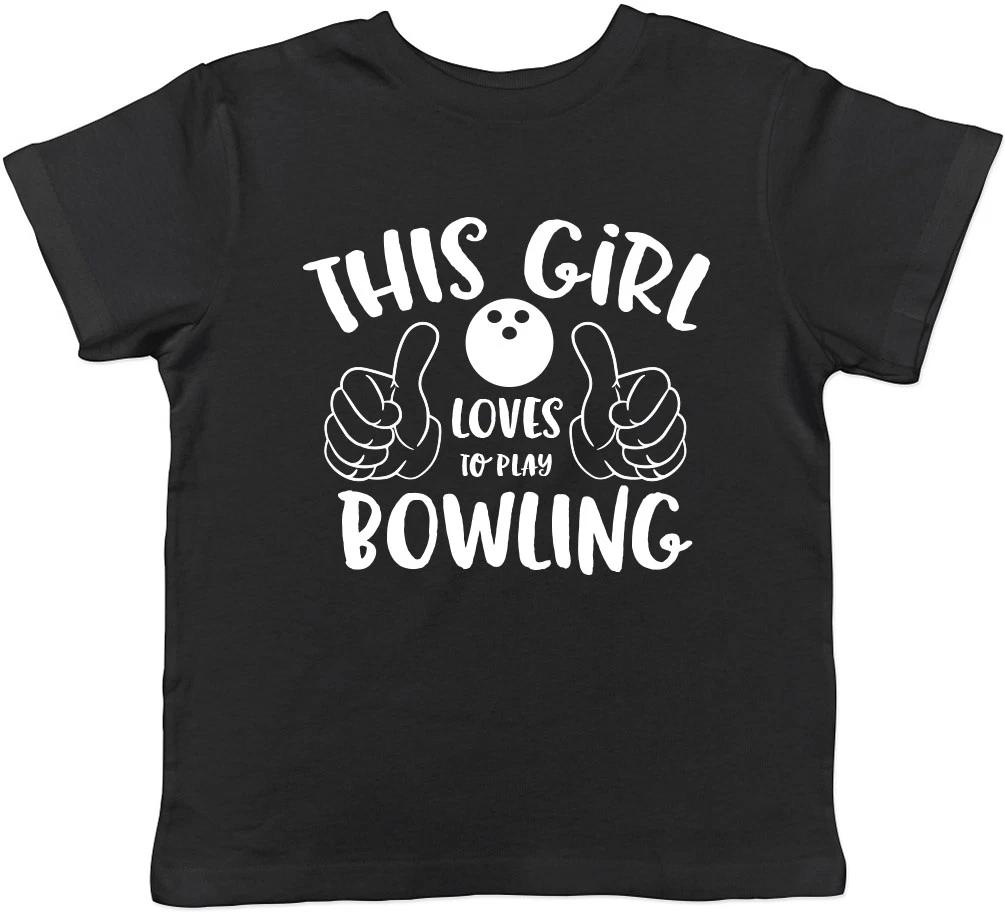 This Girl Loves to Play Bowling Boys Girls Kids Childrens T-Shirt 100