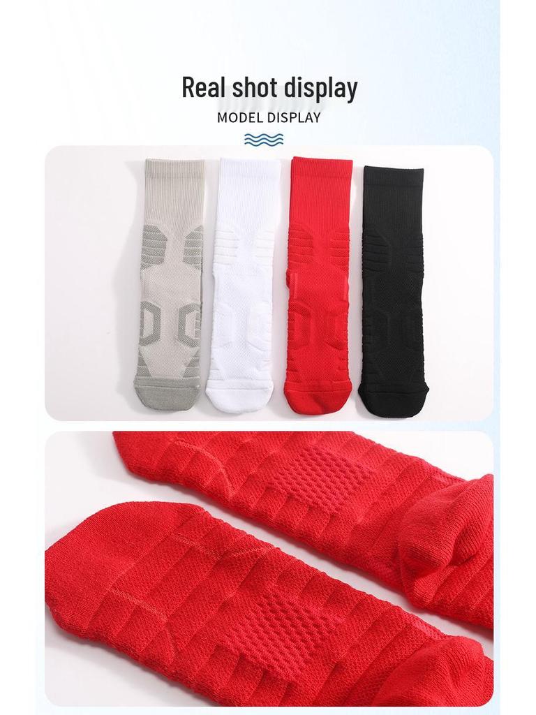 Elite Performance Mid-Calf Basketball Socks for Men & Women – Wear-Resistant, Terry Bottom, Ideal for Running and Sports