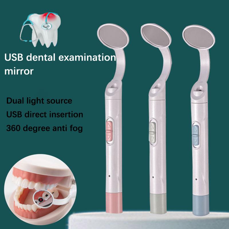 1ks Přenosný opakovaně použitelný zubní LED světelný ústní zrcátko Zubař Orální kontrola Proti zamlžování Bright Péče o zuby Hygiena Čistý nástroj