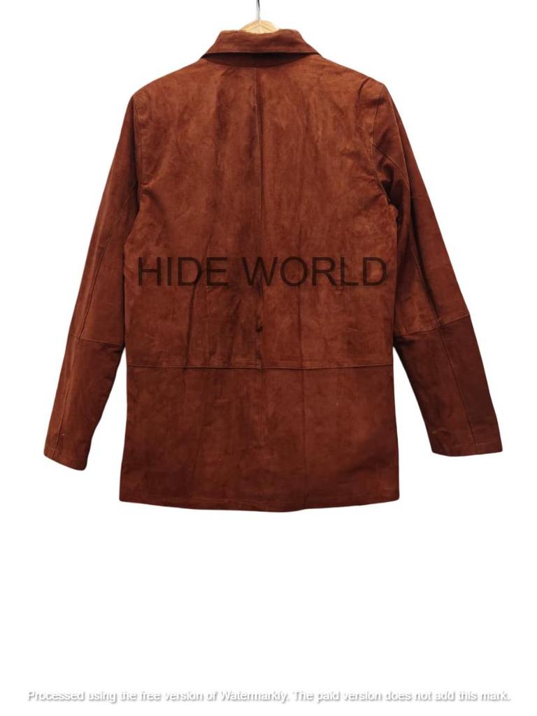 Pánské hnědé měkké semišové sako z jehněčí kůže ručně vyráběné módní neformální formální