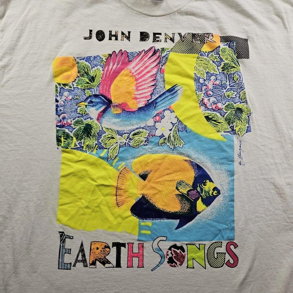 VINTAGE John Denver Earth Songs Reprint T Shirt All Size S to 5XL Unisex T-Shirt XL