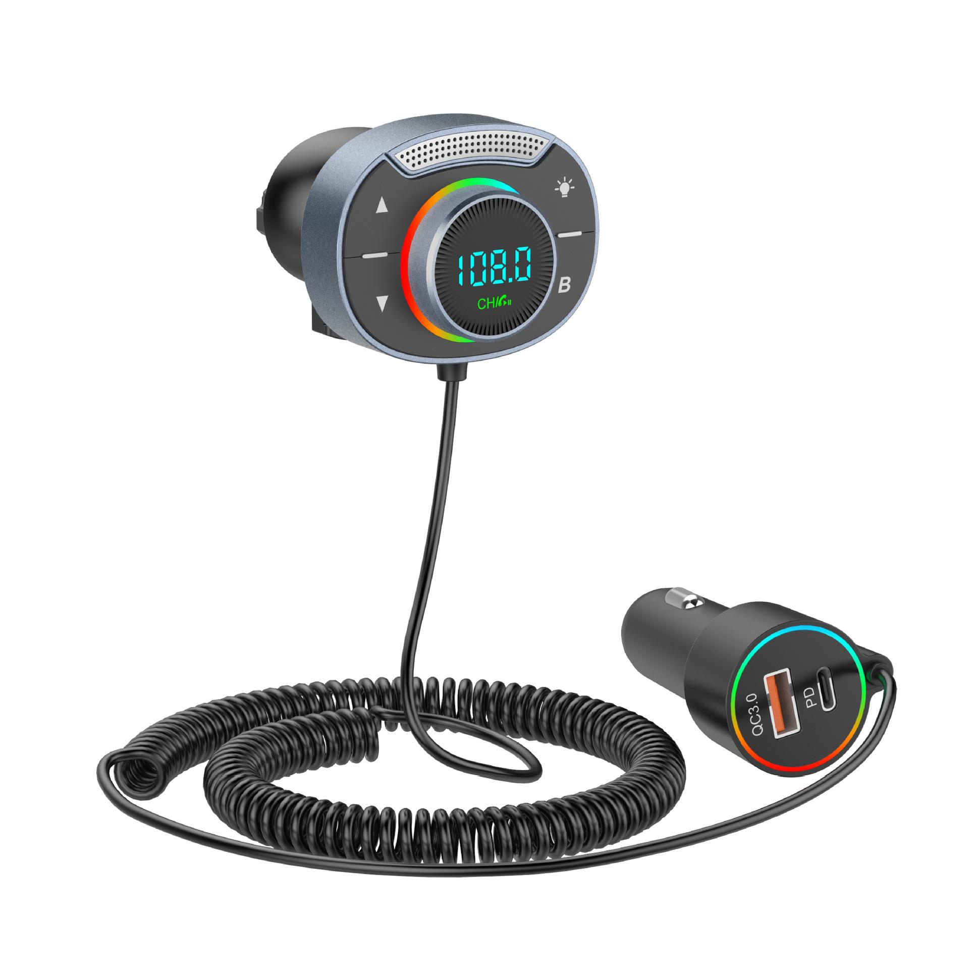 

T86 Автомобильный Bluetooth FM-передатчик MP3-плеер Определение напряжения Zhitong QC3.0 PD30W Быстрое зарядное устройство Звонки без помощи рук Автомобильные аксессуары Without TF Card синий