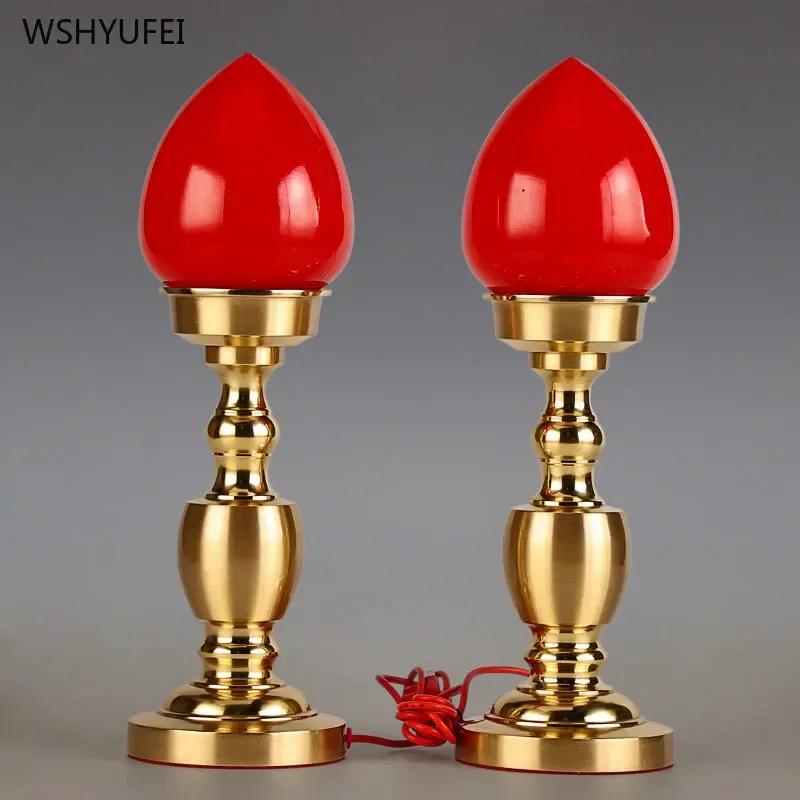 2pcs All Copper Simulated Candlestick Supply Buddhist Temple Supplies Living Room Home Furnishings Pray for Auspiciousness