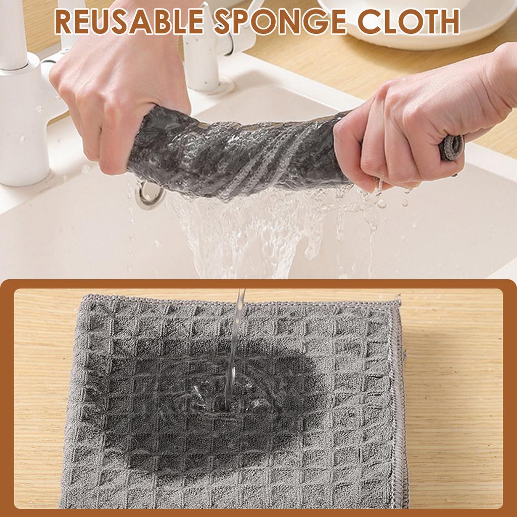 6Pcs Fiber Dish Cloth Breathable Towel High Absorbency Cleaning Cloth Non Scratch Surface Cleaning Wipe for Home and Kitchen