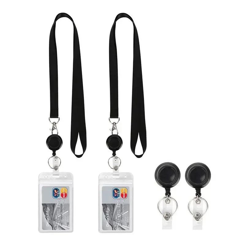 1pc Bus Card Sleeve Case Transparent Staff ID Work Card Cover with Lanyard Exhibition Name Badge Holder Neck Strap Pass Access