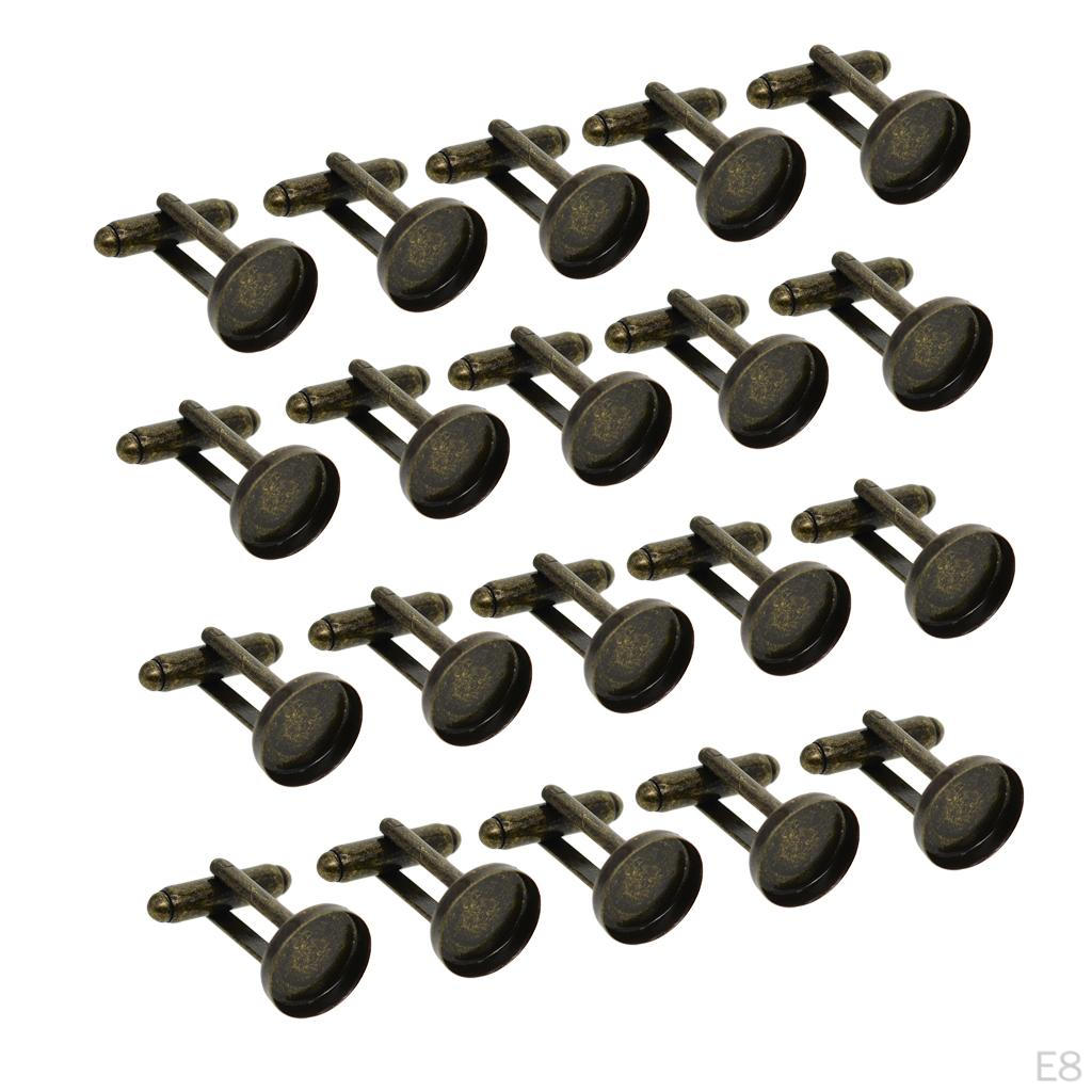 20 Rohlinge Fassungen Basis Pad 12mm Cabochon Lünetten Manschettenknöpfe