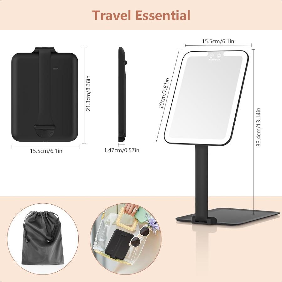 

Зеркало для макияжа с подсветкой, перезаряжаемое, портативное, складное настольное зеркало с подсветкой, компактное зеркало с 58 светодиодами 3 C United States