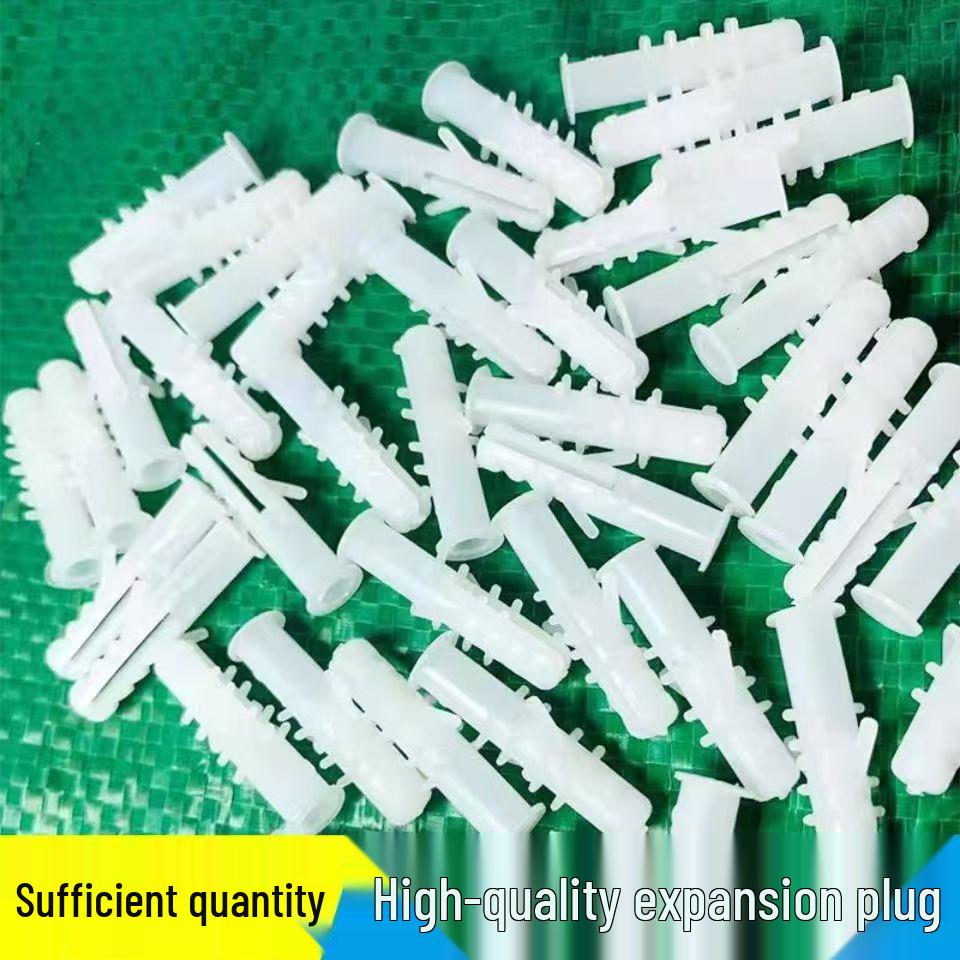 White Barbed Plastic Expansion Tube Curtain Rod Screw Set