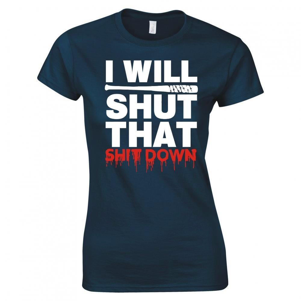 The Walking Dead Negan I Will Shut That Down Ladies Skinny Fit Tshirt S