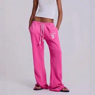 Pantalon VIONA Ambiance Décontractée Taille Basse Lavage à l'Eau Teinture Décolorée Patch Brodé Cordon de Serrage