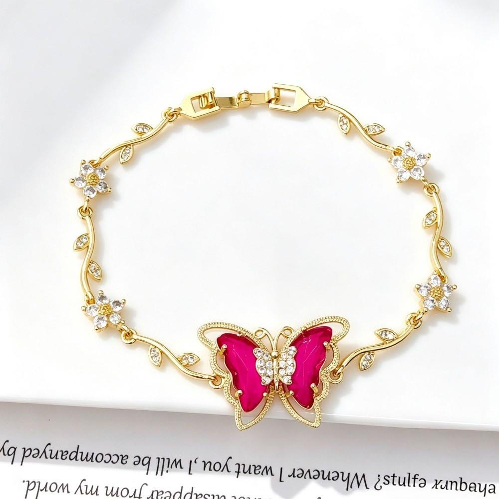 Multicolor Zircon Flower Bracelet Dreamy Aesthetic Flower Rhinestone Bracelet Women