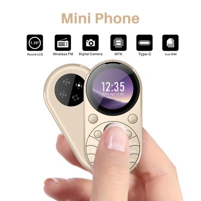 Mini Oval Kleines Telefon, Dual SIM GSM 1,39-Zoll-Bildschirm Kurzwahl Vibrationsfrequenzmodulation Radio Typ-c