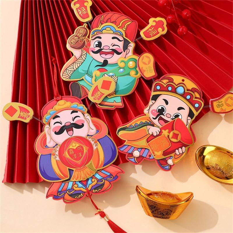 God of Fortune Fridge Sticker Magnet God of Fortune Hanging Ornament Lucky Money Pockets Chinese Redness Envelope