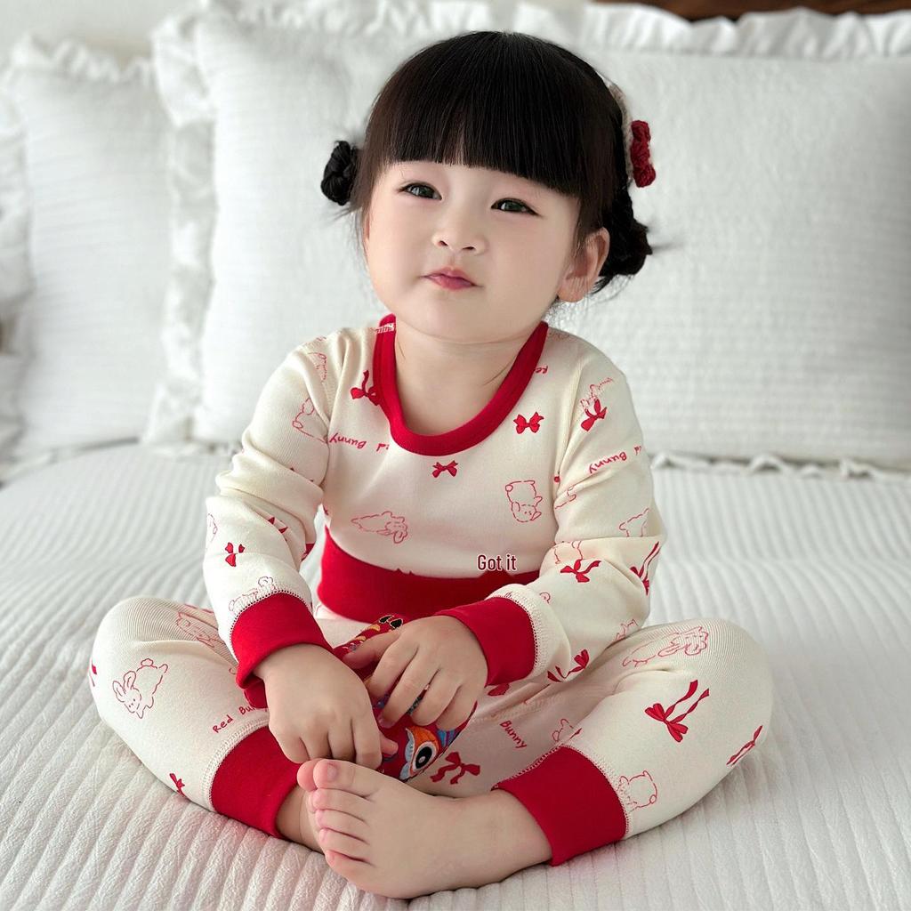 Baby Belly Protection High-Waisted Cotton Underwear Set - Autumn Toddler Pants & Flannel Separates