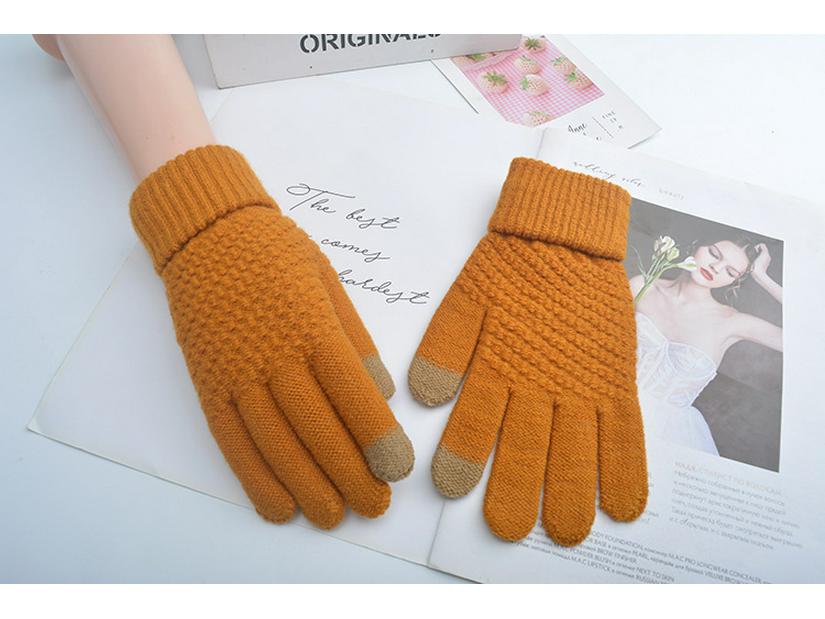 Korean-Style Touchscreen Gloves for Men & Women - Warm Velvet, Winter Cycling, Cute Wool Design, Five-Finger Fit, Ideal for Students