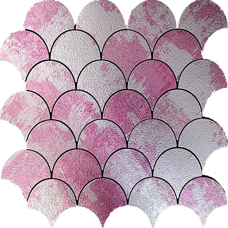 1Pcs Fan Shape Mosaic Ceramic Personality DIY Background Wall Bathroom Homestay Pool Kitchen Bathroom Wall Paper Home Decoration