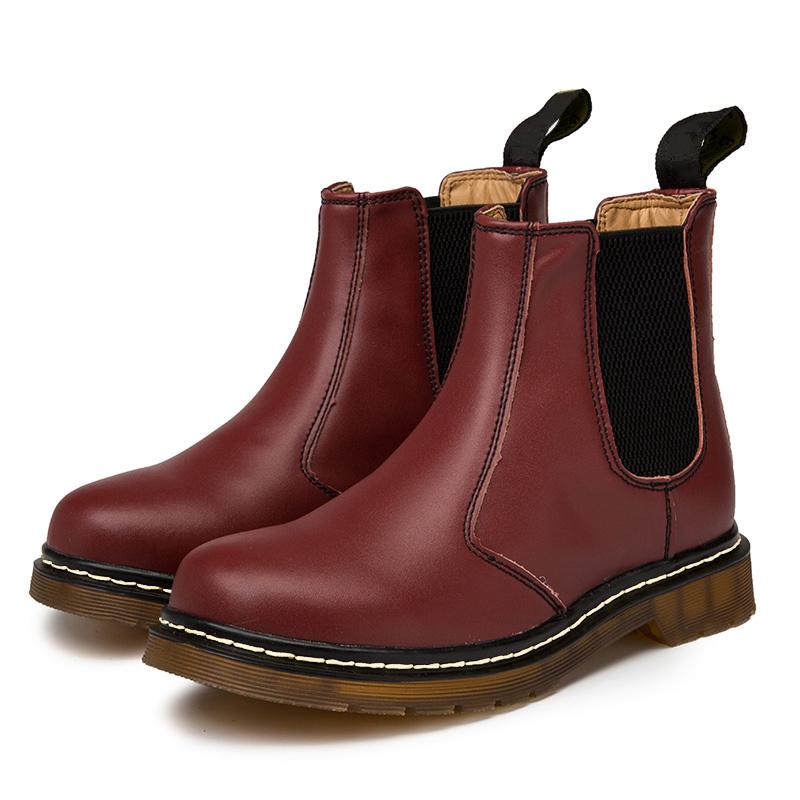 Designer Luxury Unisex  Genuine Leather Top Quality Women 46 Ankle Boots Mens Chelsea Motorcycle Woman Shoes Female Boots