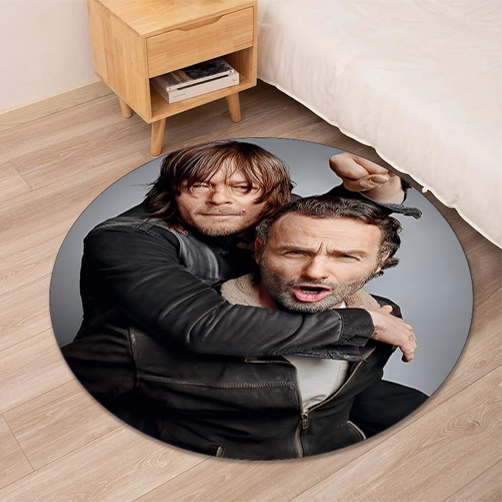 Daryl and Rick Printed Round Rug Carpet Chair Rug Area Rug Entryway Doormats,for Office Chair Living Room Bedroom Kitchen Room.