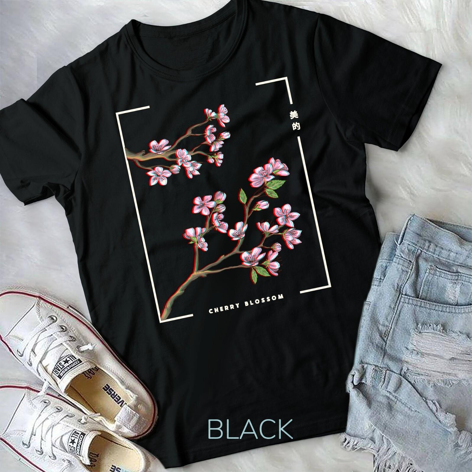 Japanese aesthetic vaporwave cherry blossom glitch anime Unisex T-shirt XL
