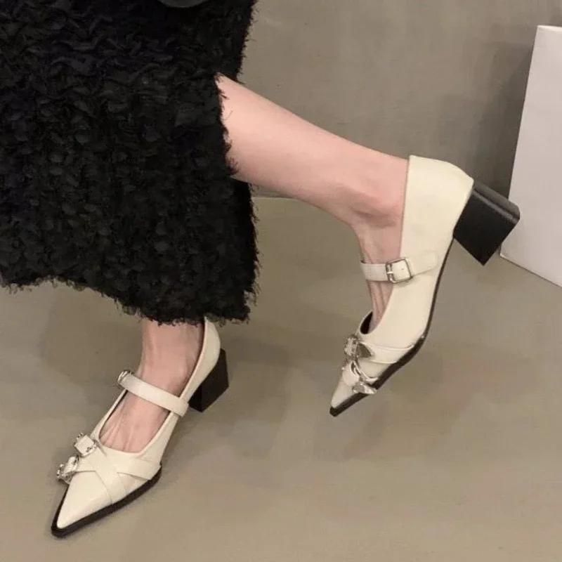 Мода 2024 Бренд Женская обувь Ремешок с пряжкой Женские туфли на высоком каблуке Модная — фото 5