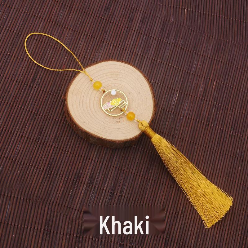 Colorful Clouds Chasing the Moon Tassel Pendant for Hanfu Qipao - 12CM Fan Lantern Jade Lapel Accessory