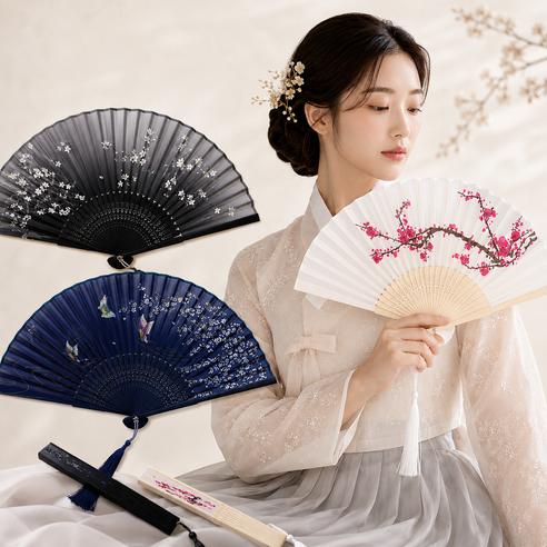 Korean Traditional Bamboo Folding Hand Fan Set