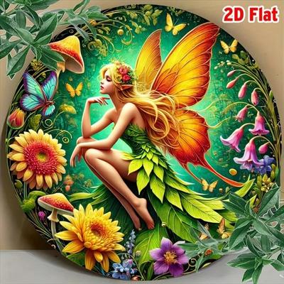 Metal Wall Art Round 2D Flat Painting Home Office Decor Easy Hanging