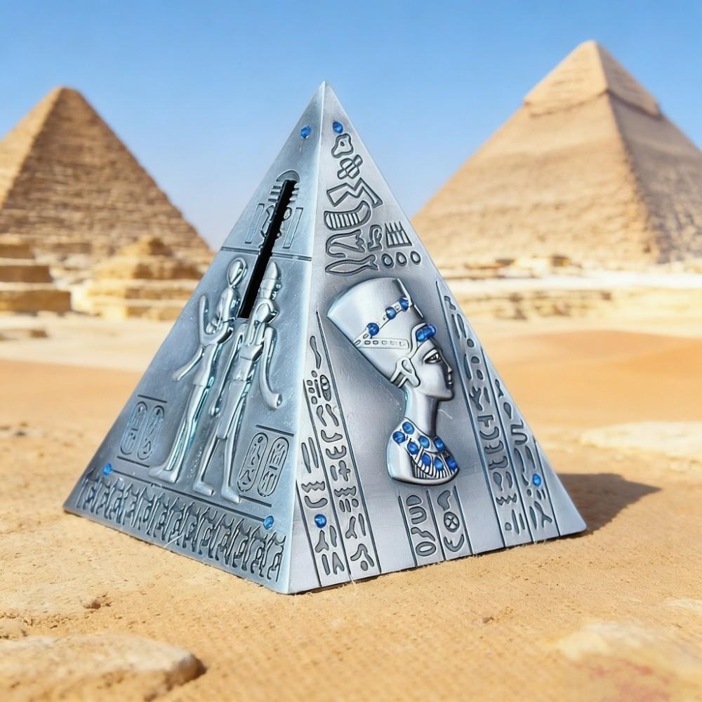Alloy Egyptian Pyramids Figurine Savings Can Durable Multi-purpose Pyramid Statue Piggy Money Bank Electroplate Retro
