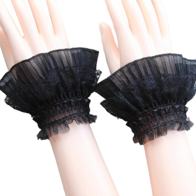 

Fake Sleeves Autumn Winter Wild Sweater Decorative Sleeves Lace Sleeves Wrist Fake Cuff for Gilrs Women чорний