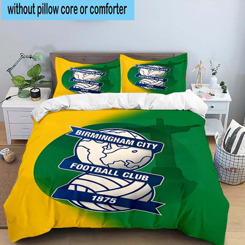 3pcs Birming-ham Football Club Printed Bedding Set Duvet Cover Closure Includes 1 Duvet Cover & 2 Pillowcases Bedding Sets Home Decor Gifts
