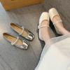 French Stunning Skirt Silver Light Mouth Single Shoes Women's 2025 New Summer Mary Jane Doudou Shoes Small Leather Shoes