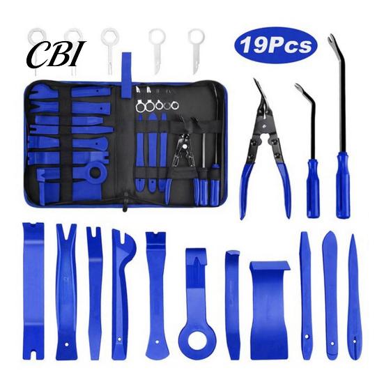 Car Door Panel Pry Tool Kit 19Pcs Trim Removal Set with Pick & Clip Tool, Sticker Scraper, Automotive Plastic Interior Fastener for Stereo,