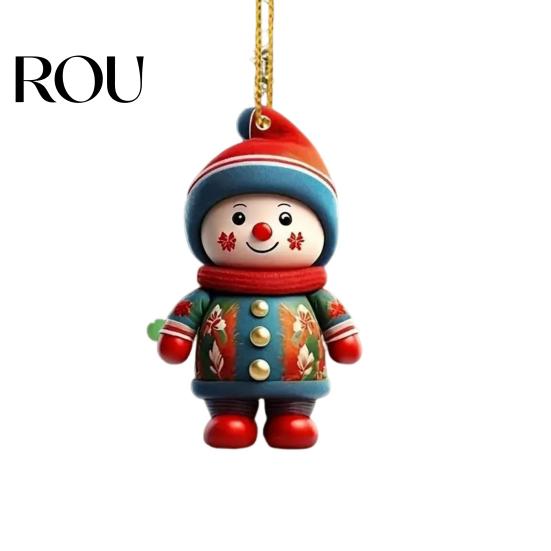 Ornamental Tree Decorations Christmas Ornaments Cartoon Snowman/Santa Xmas Hanging Decoration Holiday Unique Gifts Acrylic Decor for Valentine's