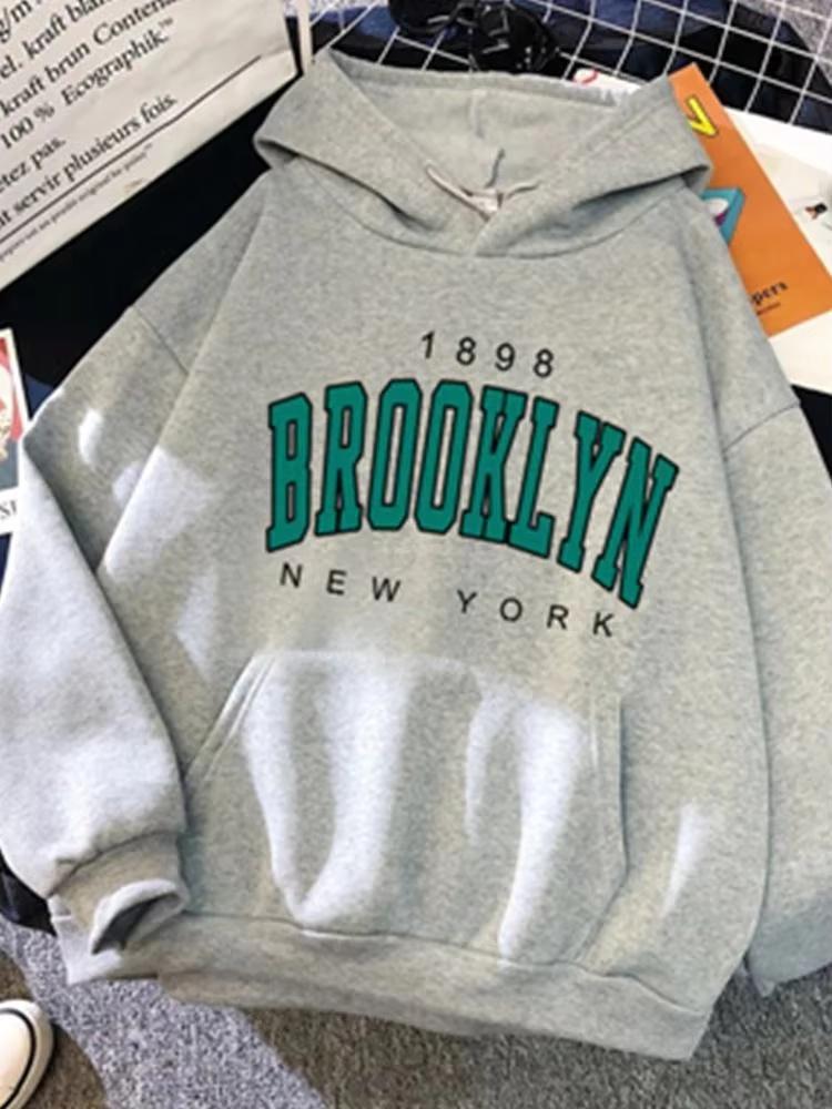 Jaro a Podzim Zima Nová Fleecová Volná Dámská Mikina Horký Prodej Brooklyn Tištěná Pár Mikina Svetr Kabát