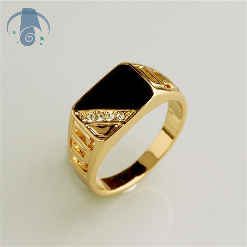 Fashion Economical Mens Enamel Drip Square Ring Classic Design Jewelry for Daily Wear Gift for Him Handmade Colorful Alloy Band