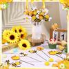 16 Pcs Summer Bee Double-Sided Wooden Picks Cute Honeybee Wooden Decorative Pick Daisy Bee Decorative Pick Summer Theme Party Su