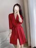 2023 Women's Sexy Summer Two-Piece Pajama Set: Ice Silk Camisole Nightdress & Long Sleeve Robe with Chest Pads