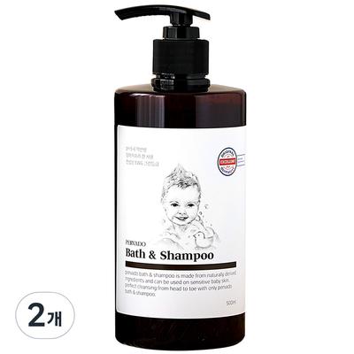 Pervado Bath & Shampoo Baby All-in-One Cleanser Top To Toe Wash Large Capacity, 500ml, 2 Units