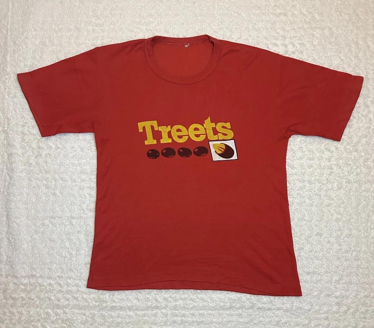 

VTG 70/80s Treets Chocolate Peanuts Candy Promo T Shirt Size M Single Stitch Red M