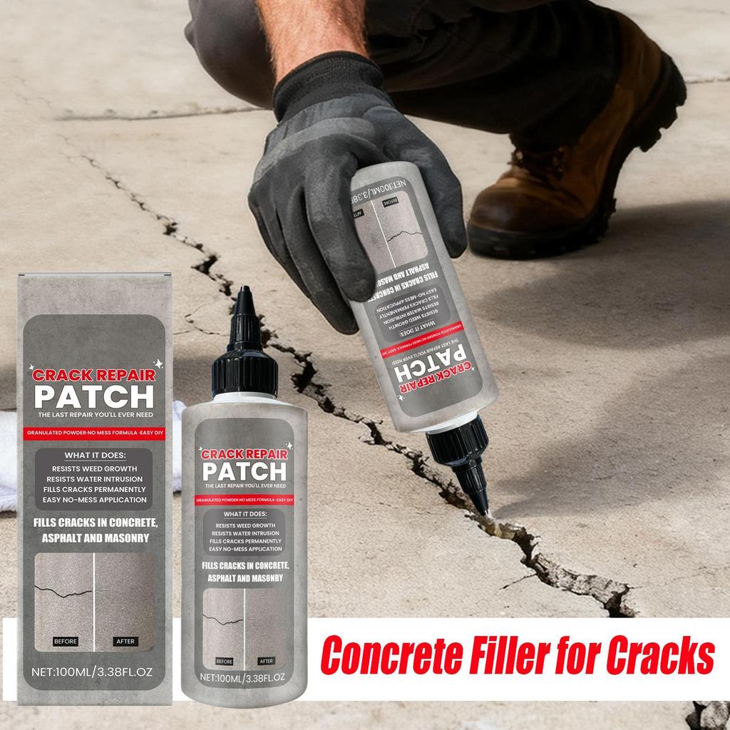 Relleno de Grietas para Hormigón de 100 ml Sellador Impermeable de Secado Rápido para Reparar Grietas en Aceras de Asfalto Patios Calzadas Paredes