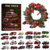2D Flat Acrylic Fire Truck Advent Ornament 24Days Xmas Firefighting Vehicle Ornaments Countdown Calendar Party Favors Fire Truck