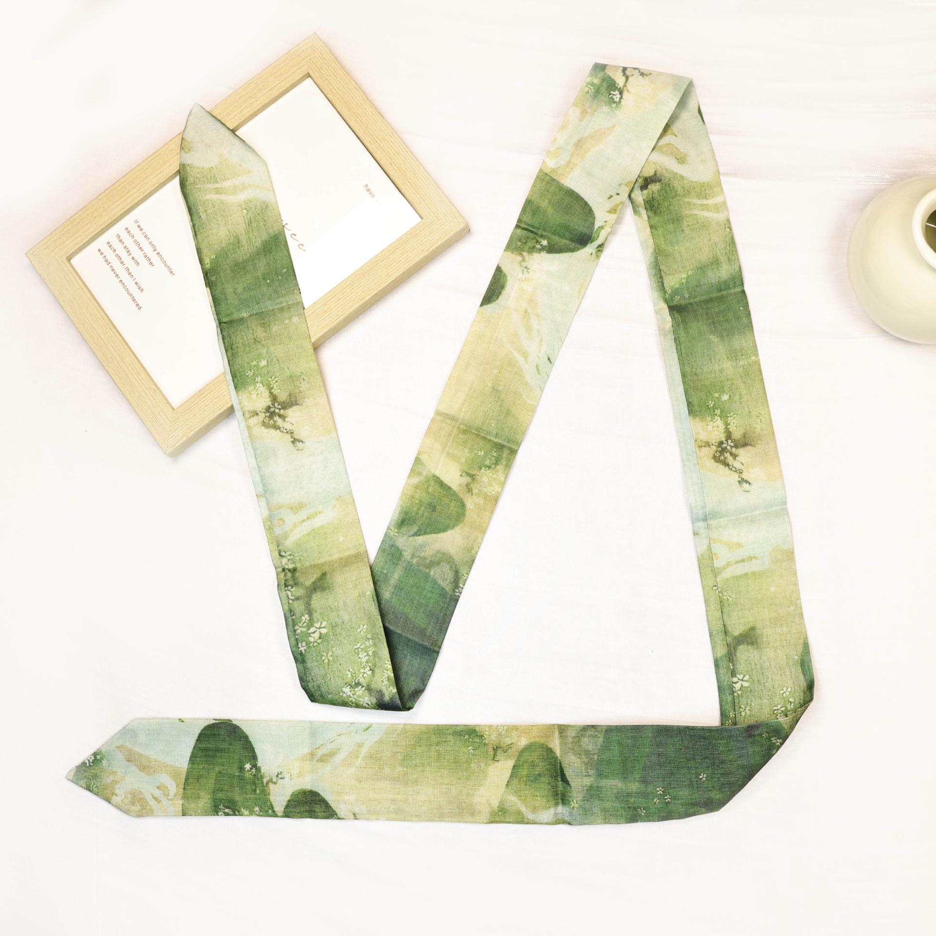 

«Весенний новый шелковый шарф с принтом в старинном стиле и повязка на голову из китайской ленты»