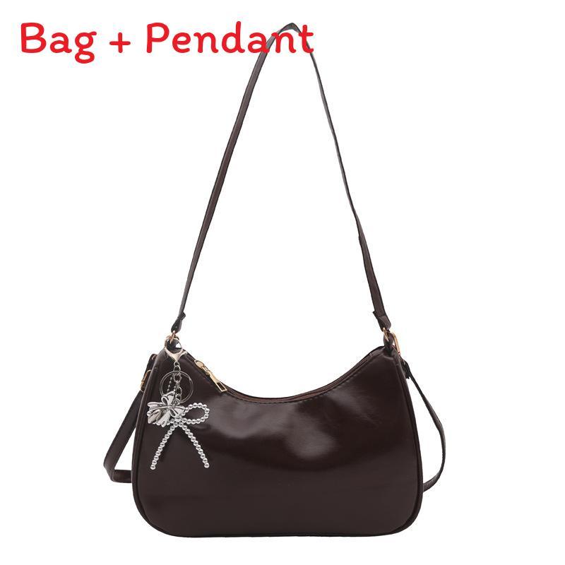 Street Style Pu Small Crossbody Bag With Solid Color And Bow Shaped Pendant Design For Daily Use